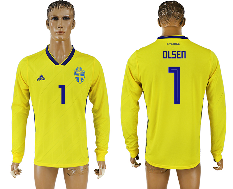 Maillot de foot SWEDEN LONG SLEEVE #1 OLSEN 2018 FIFA WORLD CUP